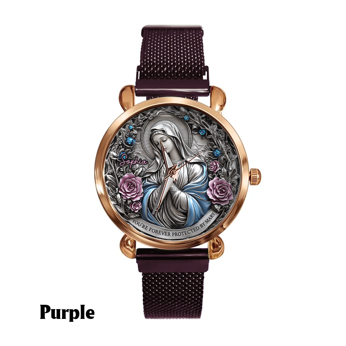 Foi éternelle - Montre-bracelet chrétienne personnalisée pour femme 