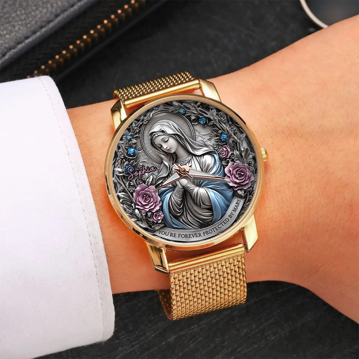 Foi éternelle - Montre-bracelet chrétienne personnalisée pour femme 