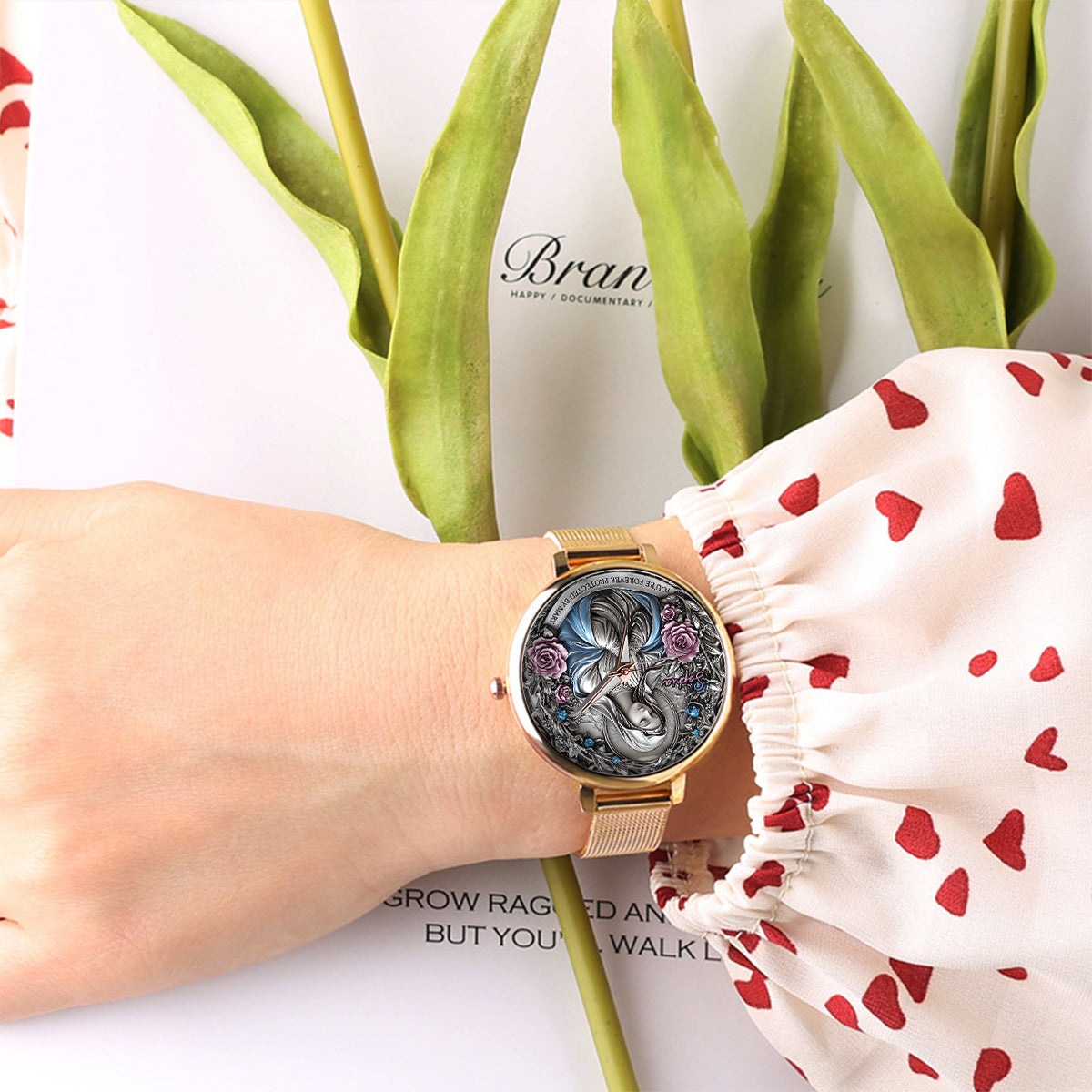 Foi éternelle - Montre-bracelet chrétienne personnalisée pour femme 