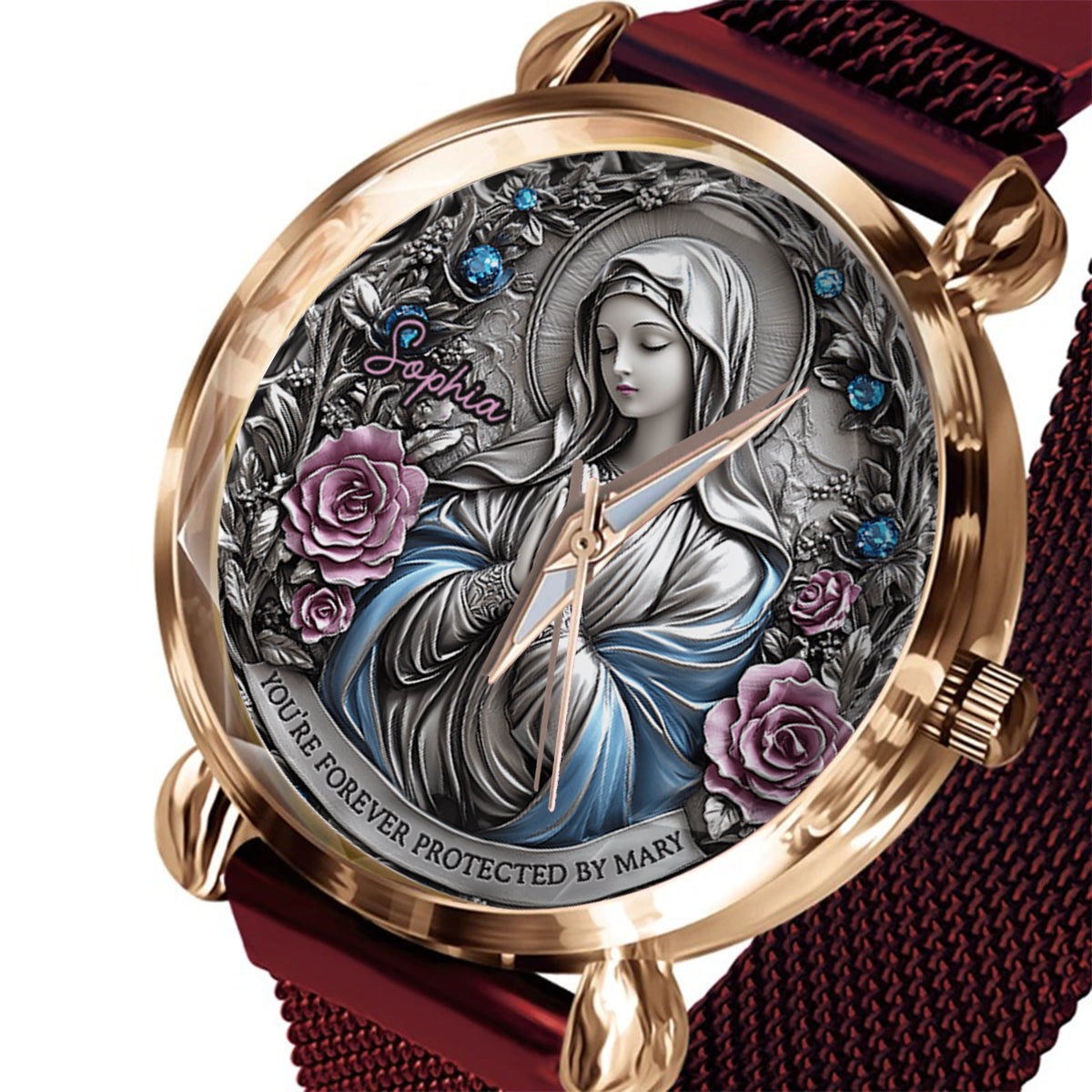 Foi éternelle - Montre-bracelet chrétienne personnalisée pour femme 