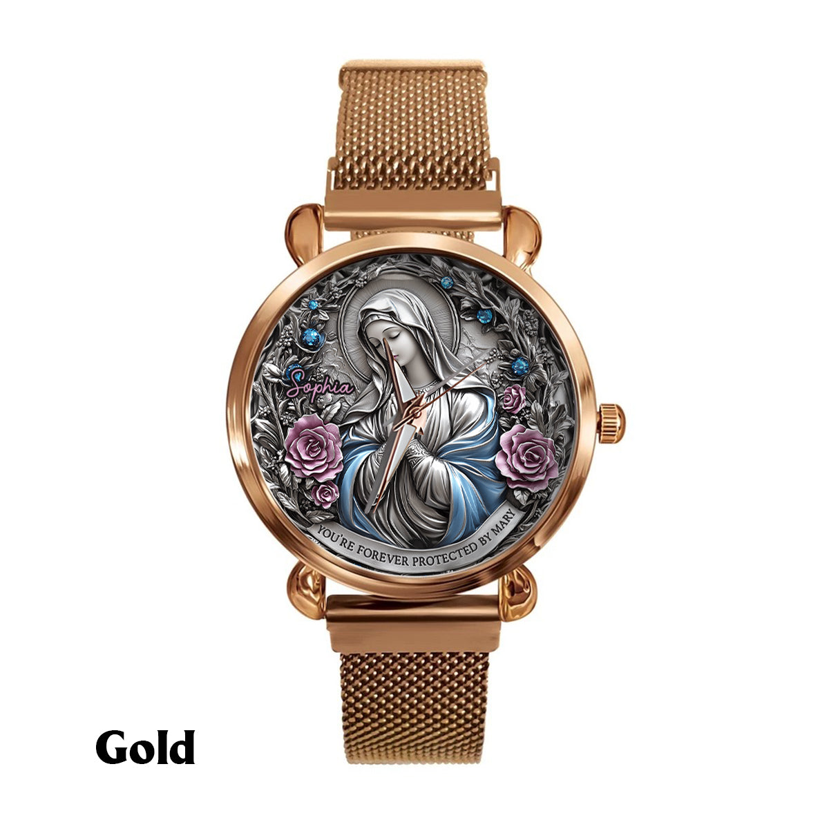 Foi éternelle - Montre-bracelet chrétienne personnalisée pour femme 