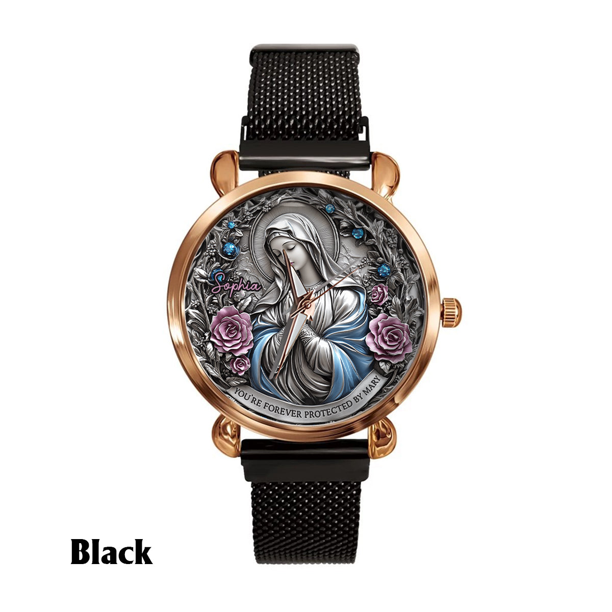 Foi éternelle - Montre-bracelet chrétienne personnalisée pour femme 