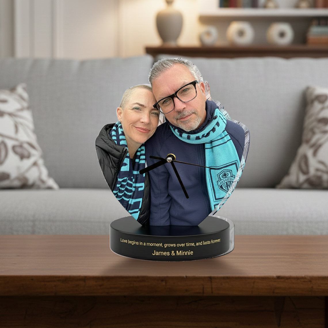 Cadeau pour mari, petit ami, amoureux - Plaque horloge de bureau personnalisée pour couple