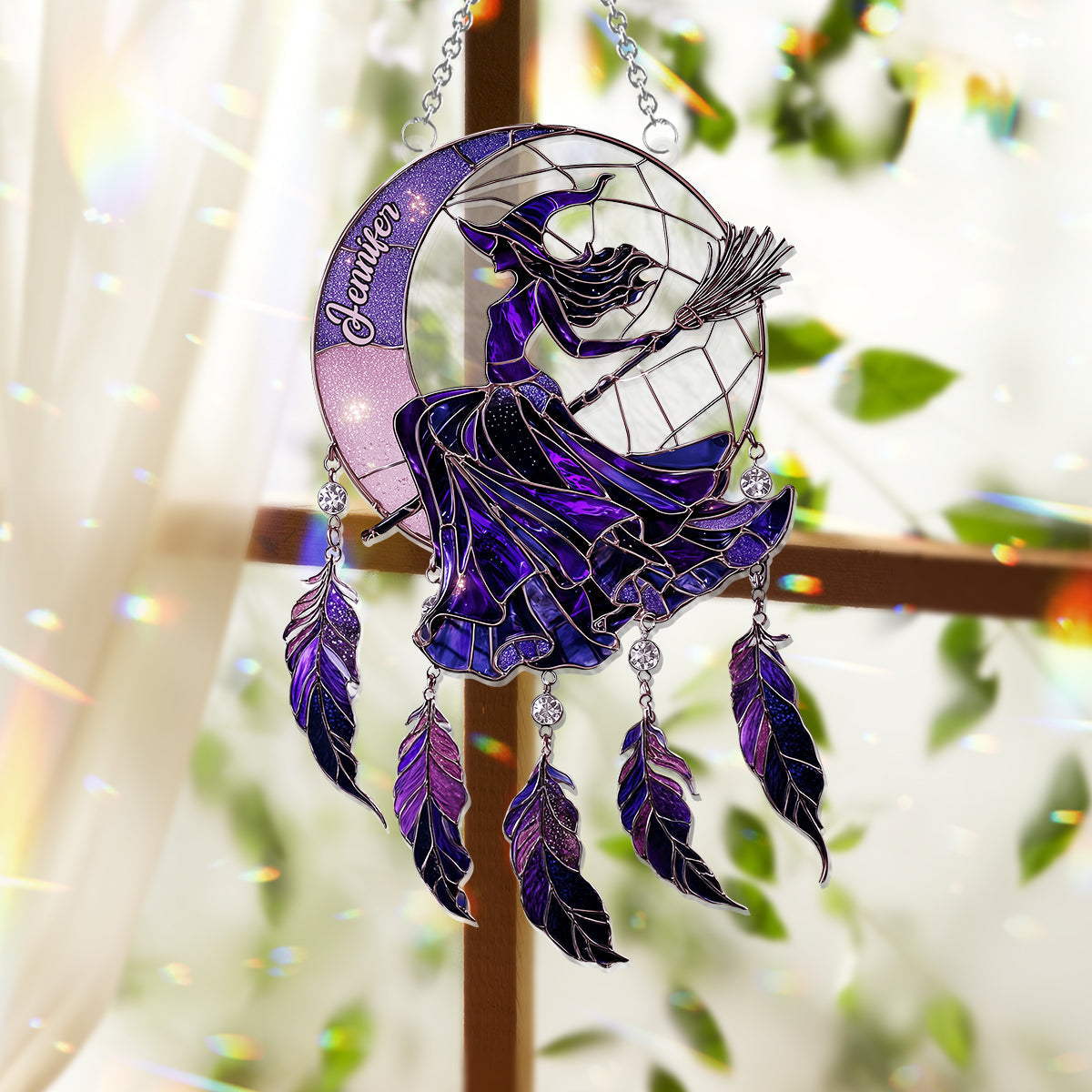 Beautiful Witch - Personalized Witch Window Hanging Suncatcher Ornament