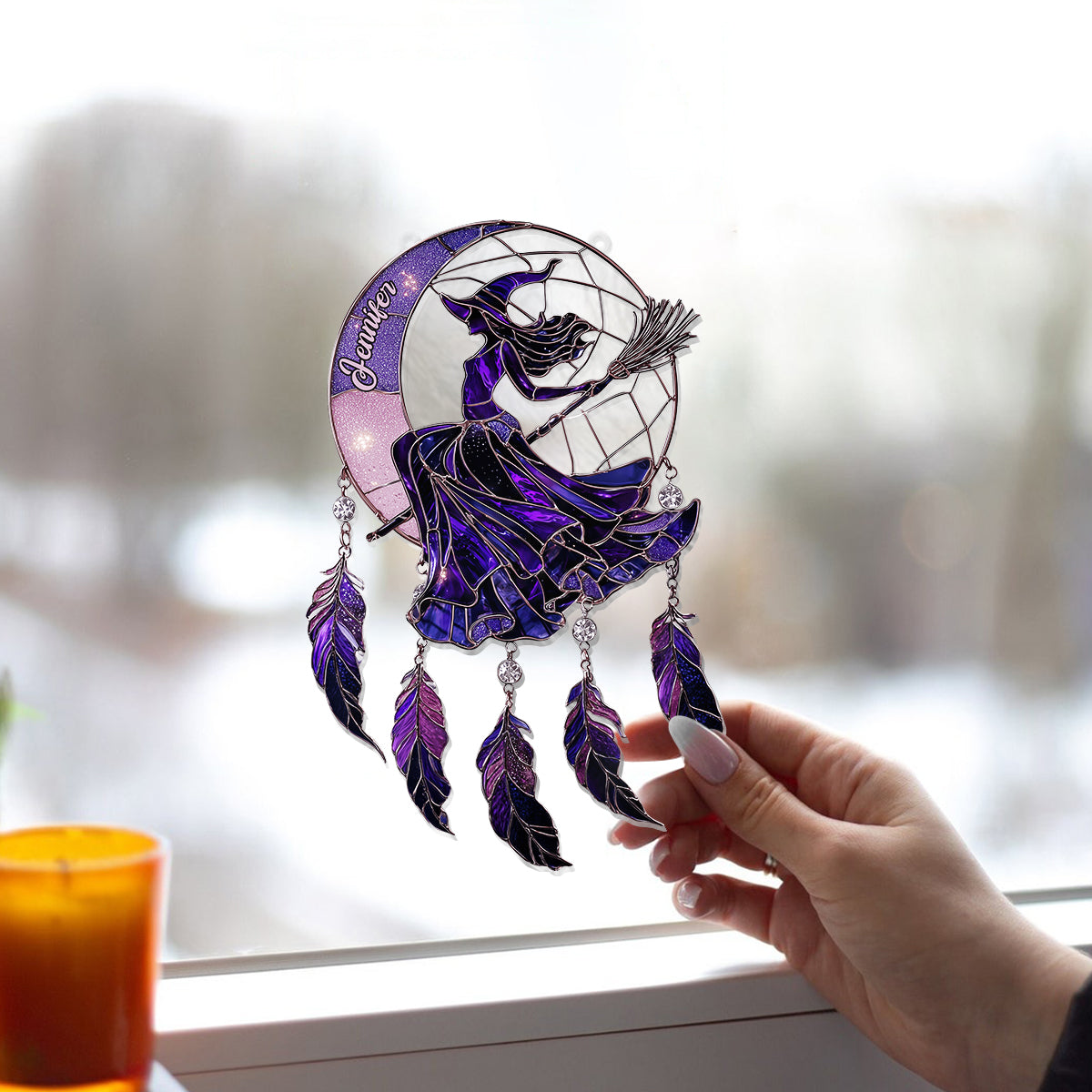 Beautiful Witch - Personalized Witch Window Hanging Suncatcher Ornament