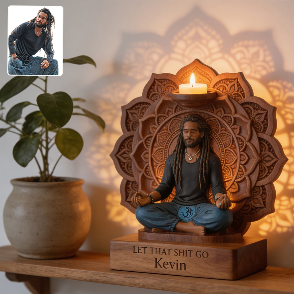 Namaste - Support de Bougie en Bois Personnalisé en Forme Unique