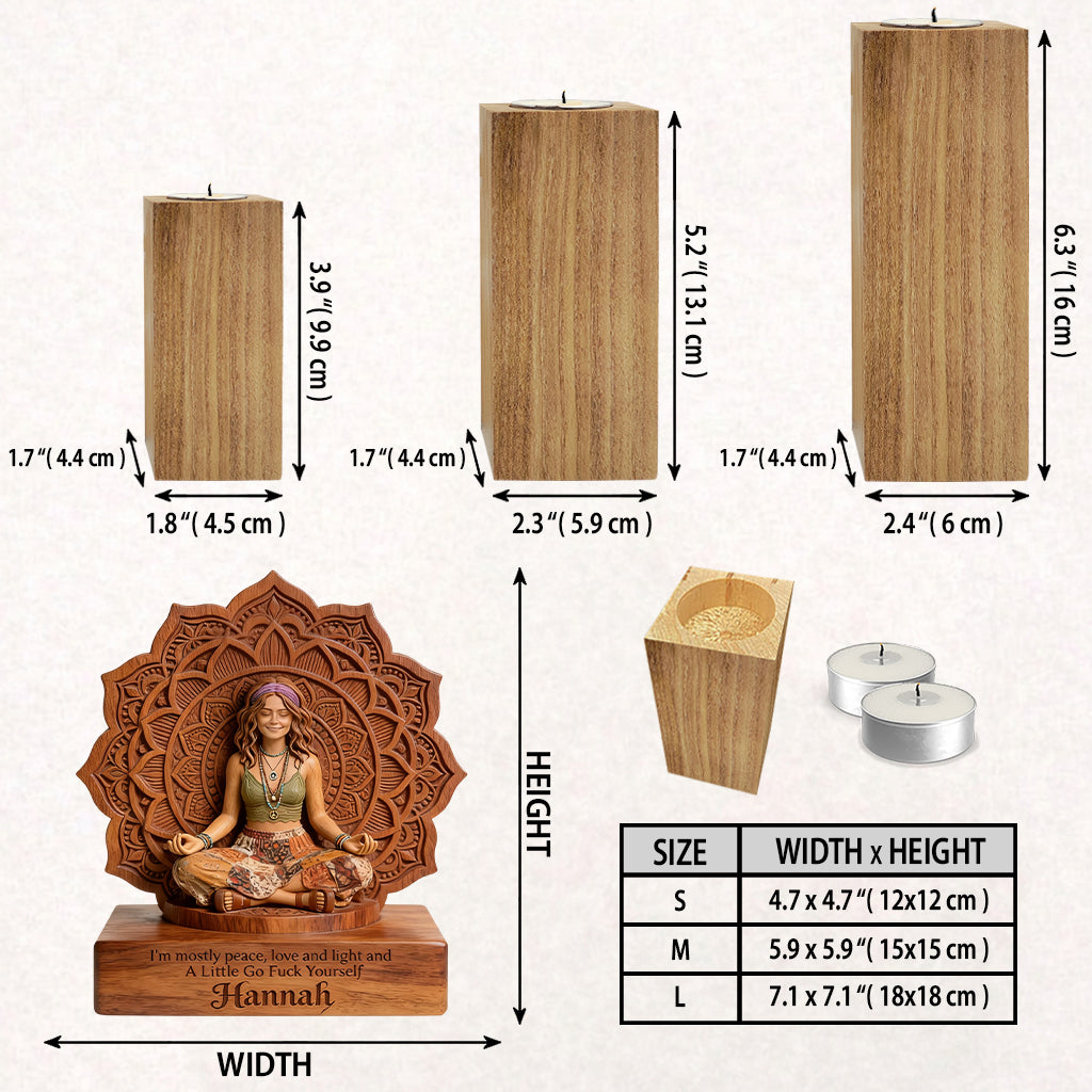 Namaste - Support de Bougie en Bois Personnalisé en Forme Unique
