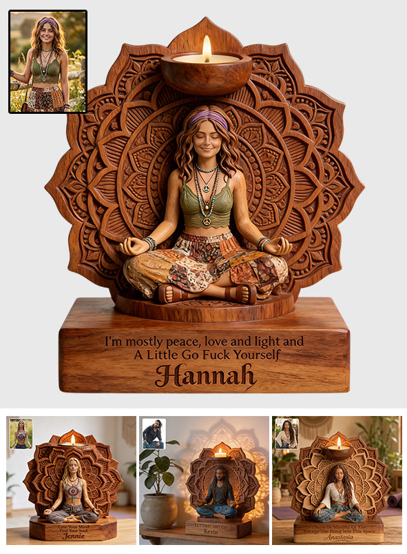 Namaste - Support de Bougie en Bois Personnalisé en Forme Unique