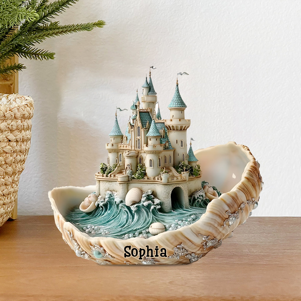 Cadeau souvenir Château de coquillages - Plaque acrylique personnalisée pour les amoureux de la mer