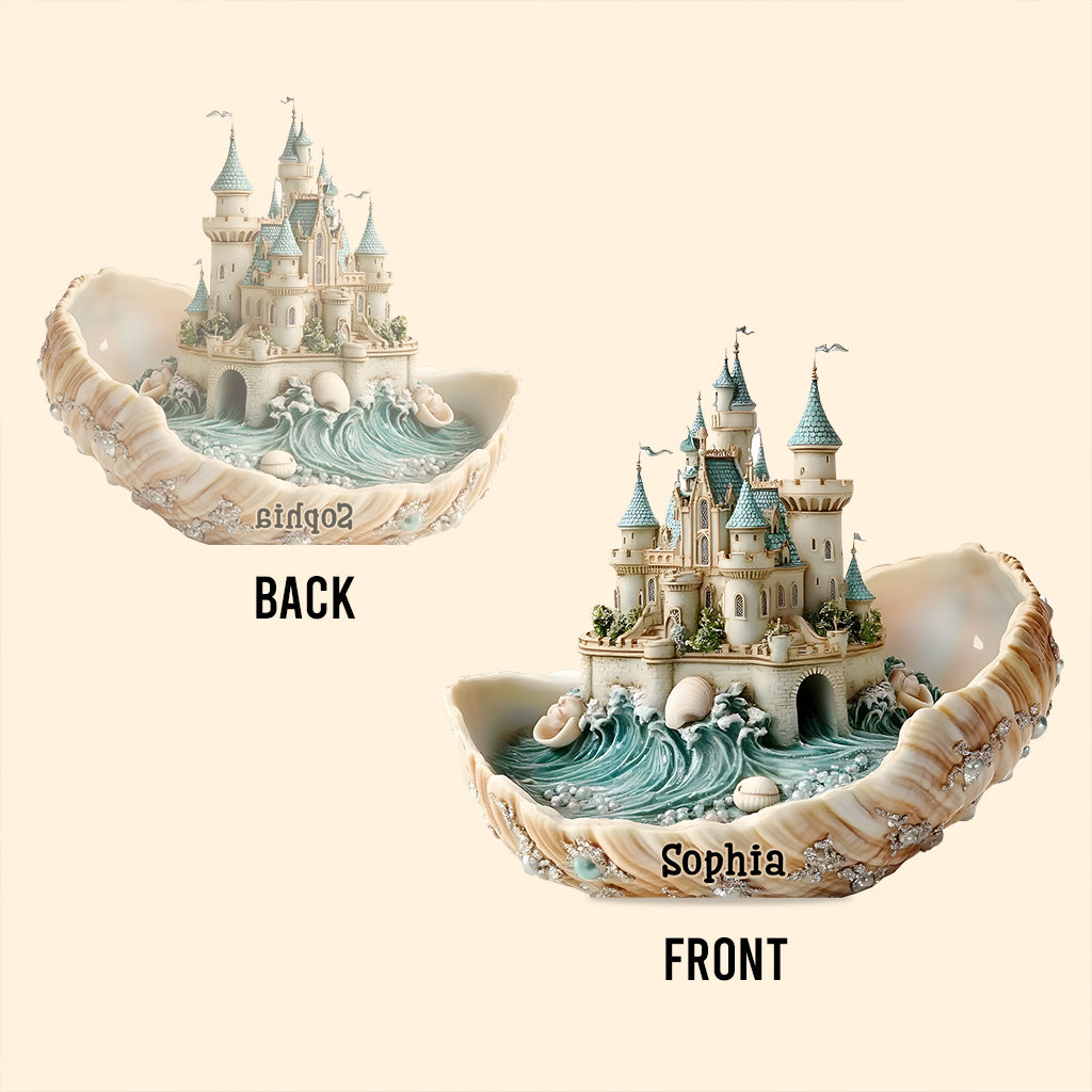 Cadeau souvenir Château de coquillages - Plaque acrylique personnalisée pour les amoureux de la mer