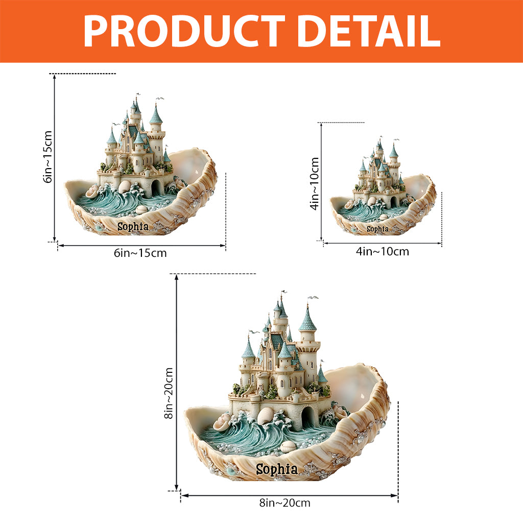 Cadeau souvenir Château de coquillages - Plaque acrylique personnalisée pour les amoureux de la mer