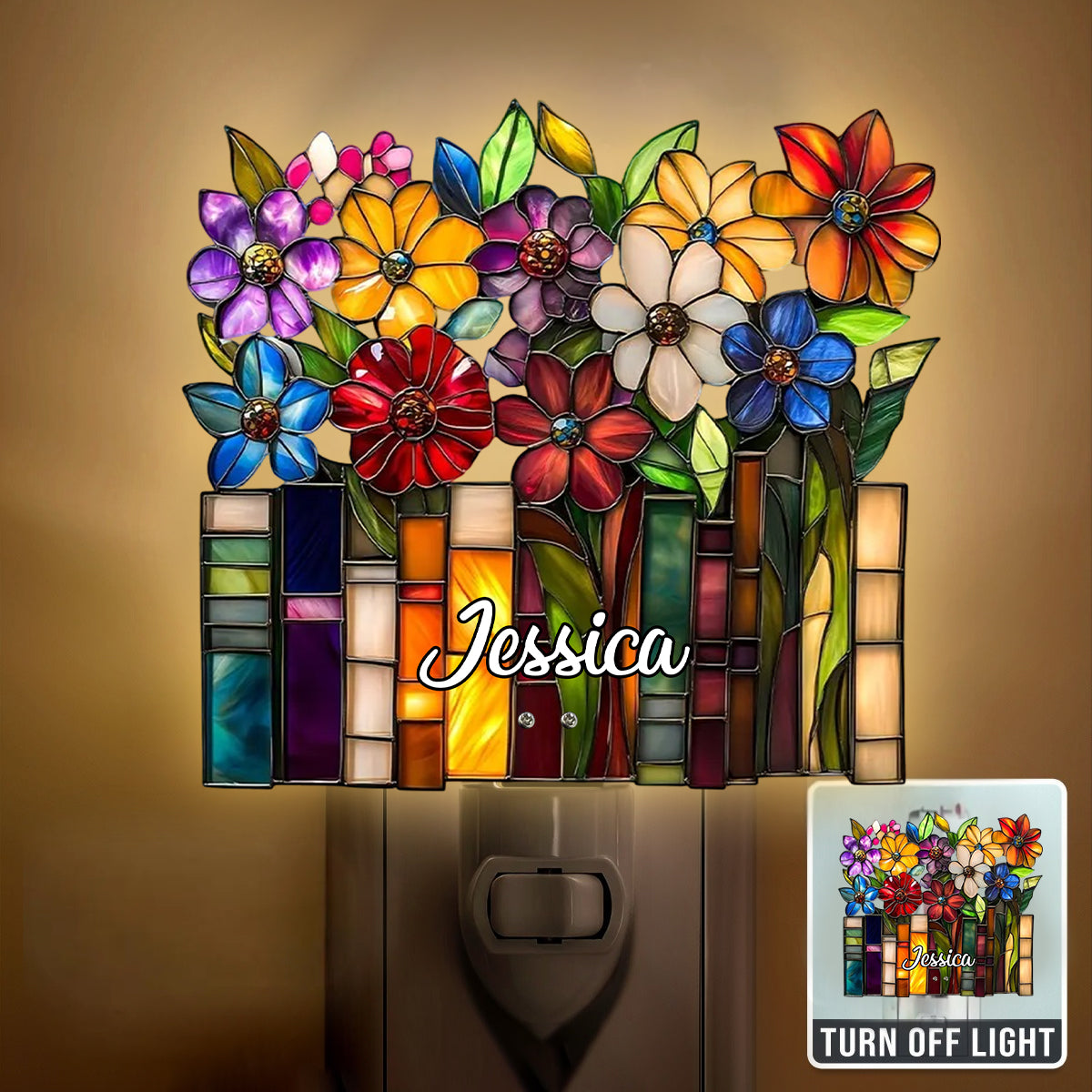 Amoureux des livres - Veilleuse à brancher en acrylique personnalisée en forme de livre