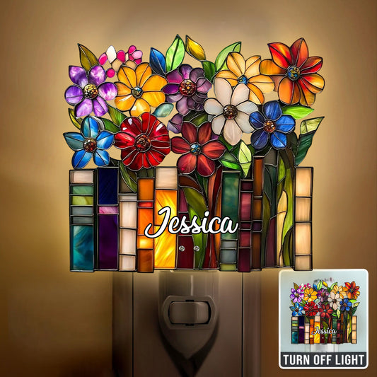 Amoureux des livres - Veilleuse à brancher en acrylique personnalisée en forme de livre