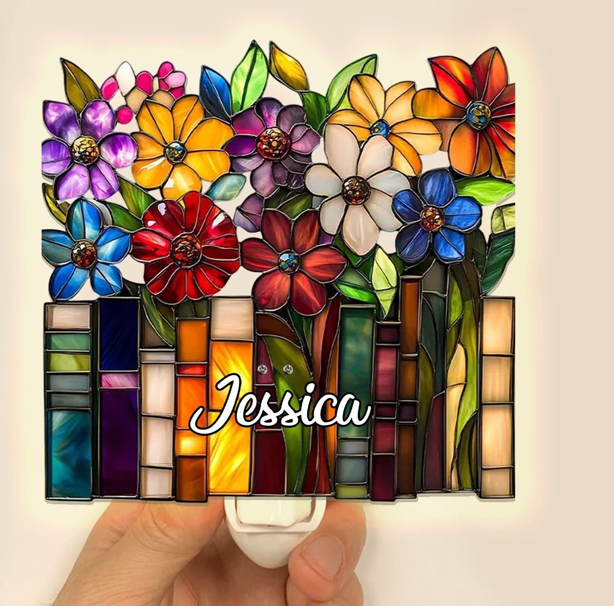 Amoureux des livres - Veilleuse à brancher en acrylique personnalisée en forme de livre