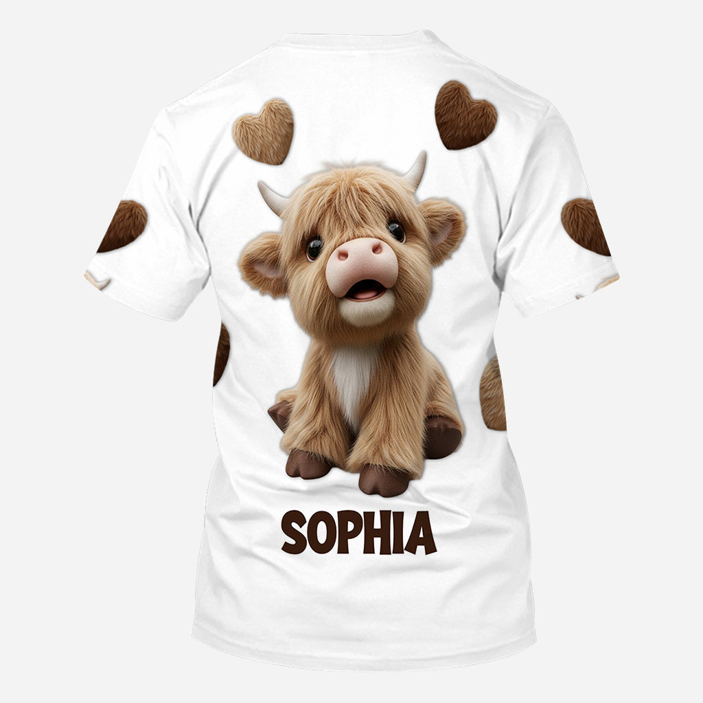 Cute Highland Cow - Personalized Highland Cow All Over Shirt