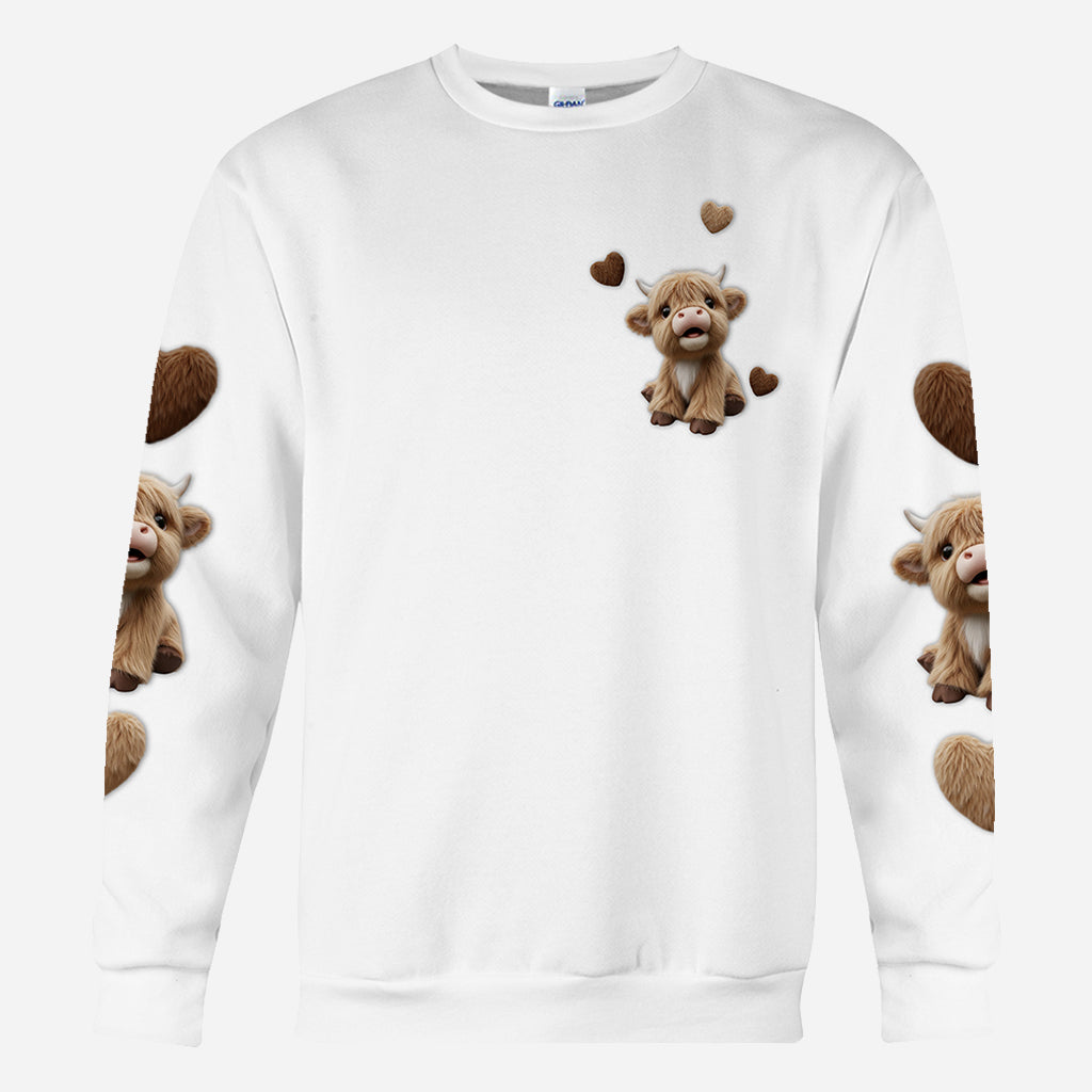 Cute Highland Cow - Personalized Highland Cow All Over Shirt