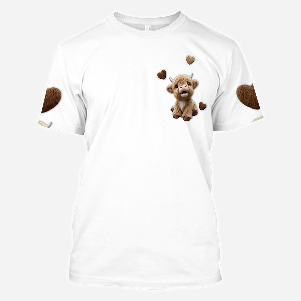 Cute Highland Cow - Personalized Highland Cow All Over Shirt