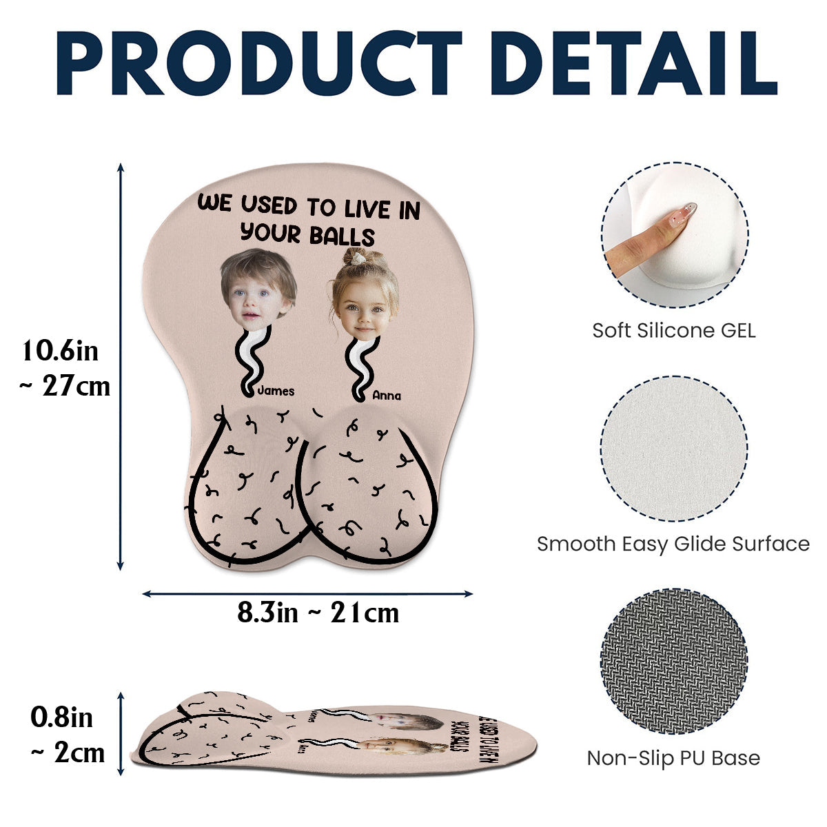 We Used To Live In Your Balls - Personalized Father 3D Mouse Pad