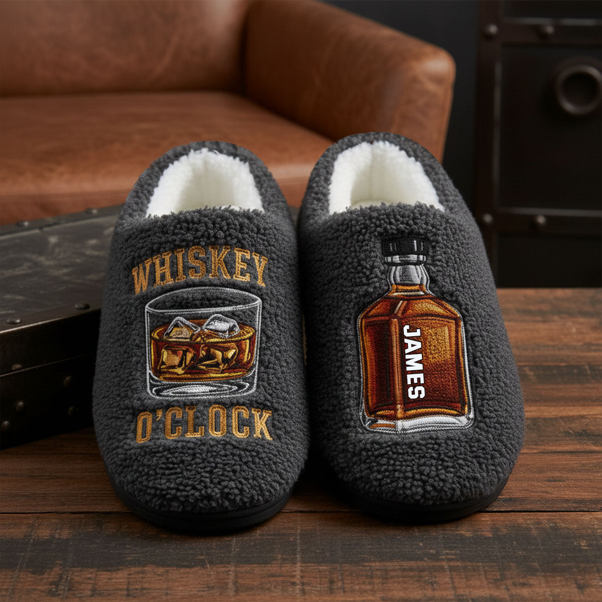 L'heure du whisky - Pantoufles à whisky personnalisées
