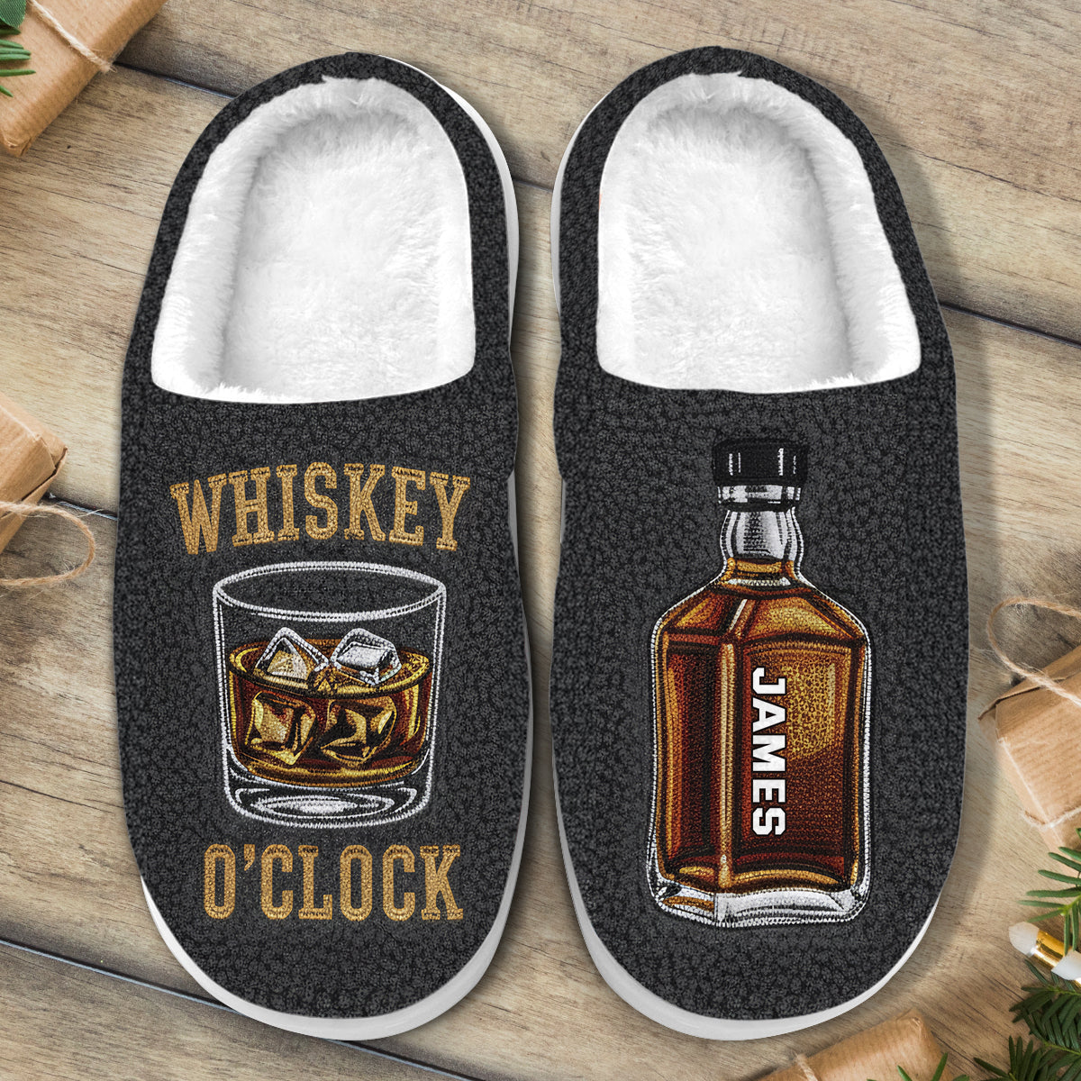 L'heure du whisky - Pantoufles à whisky personnalisées