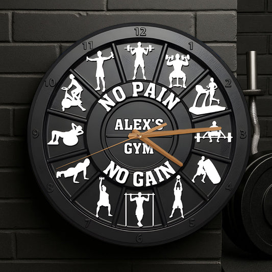 Pas de douleur, pas de gain - Horloge murale de fitness personnalisée