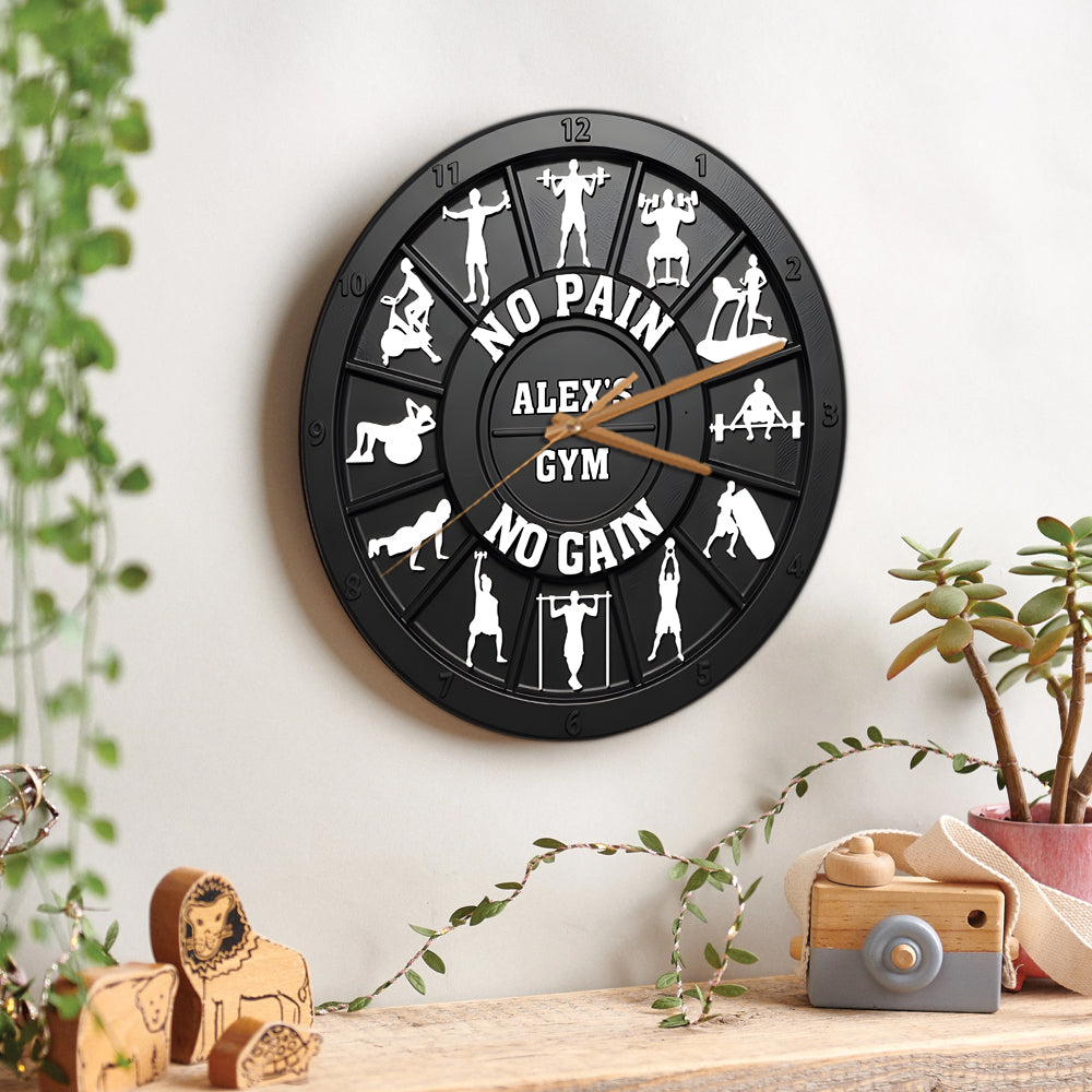 Pas de douleur, pas de gain - Horloge murale de fitness personnalisée