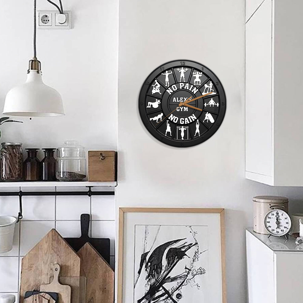 Pas de douleur, pas de gain - Horloge murale de fitness personnalisée