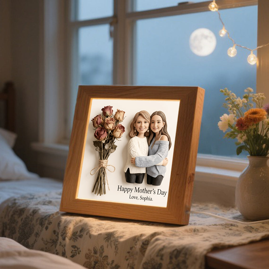 Happy Mother's Day - Personalized Mother Wooden Frame LED Light