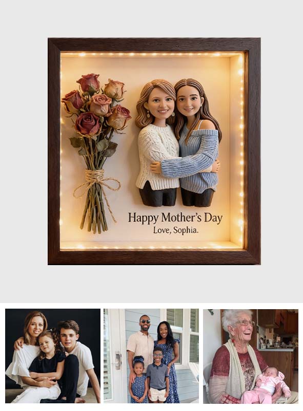 Happy Mother's Day - Personalized Mother Wooden Frame LED Light