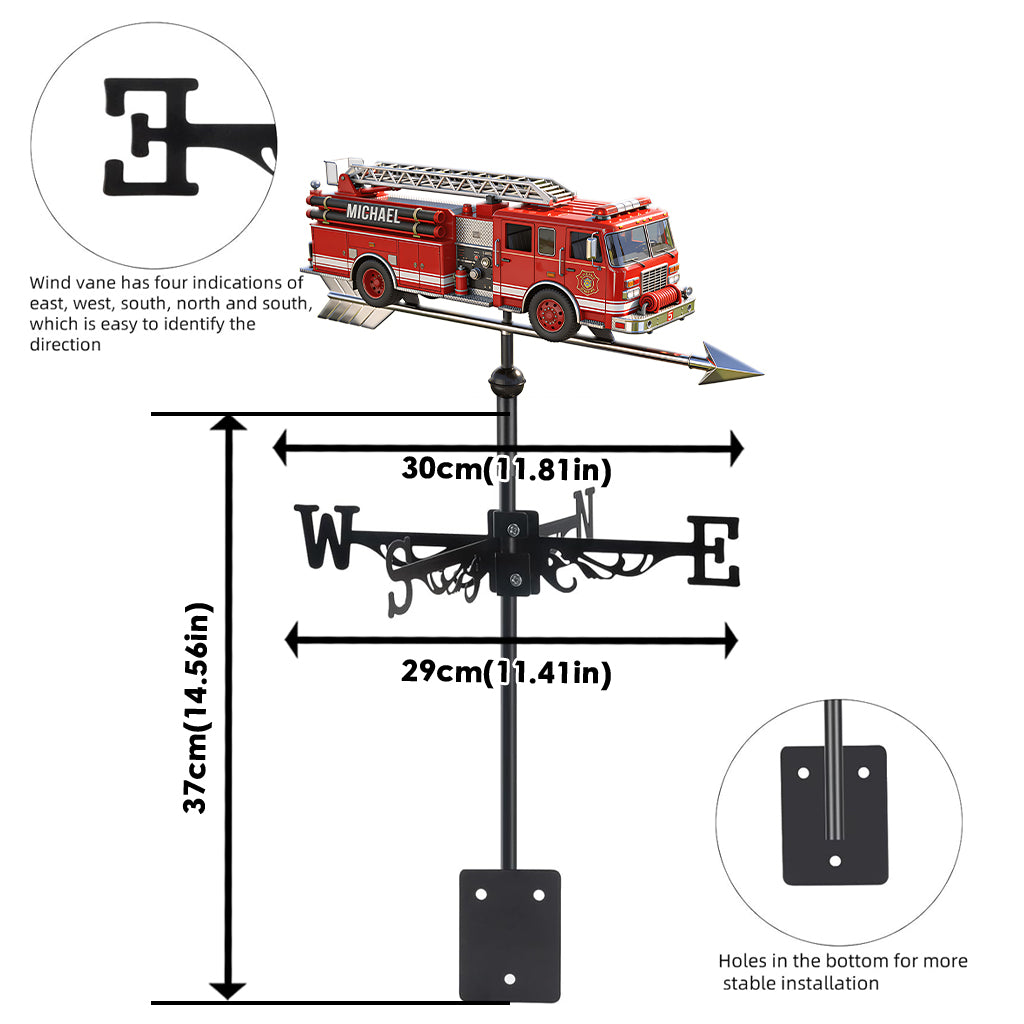 Fire Truck - Personalized Firefighter Weather Vane