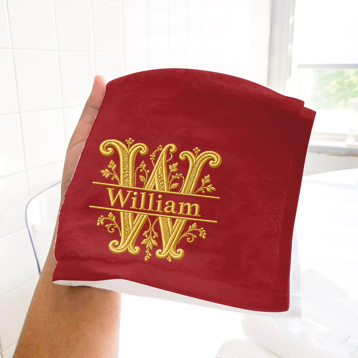 Serviette Initiale - Cadeau de Noël - À la Maison pour les Fêtes - Serviette de Famille Personnalisée