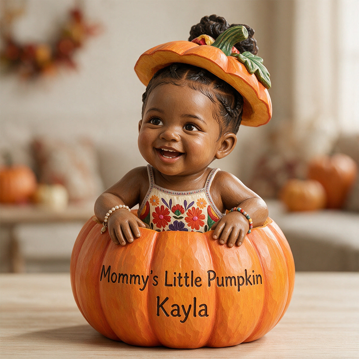 Pumpkin Peek-A-Boo - Personalized Kid Custom Shaped Wood Plaque