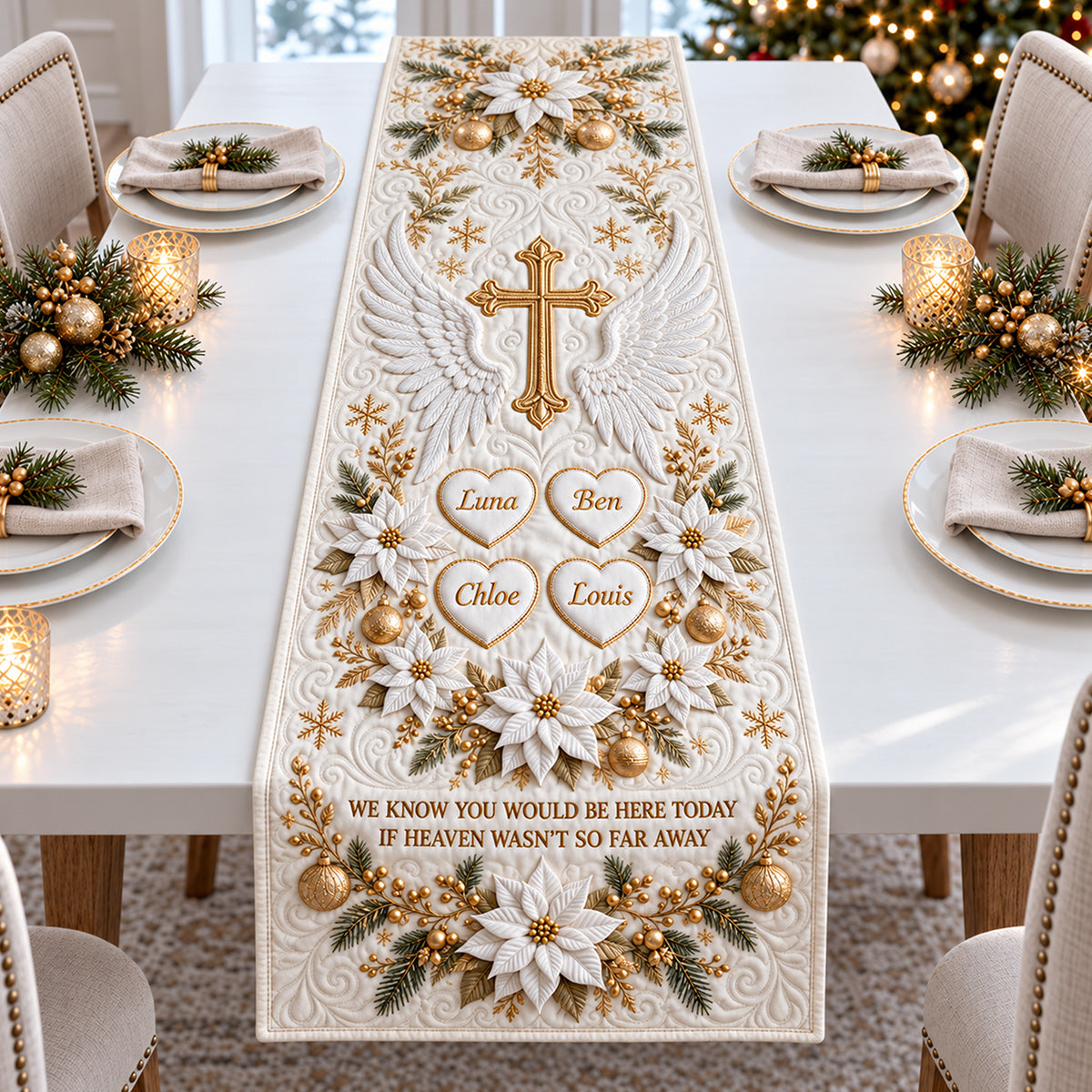 Christmas In Heaven - Personalized Memorial Table Runner