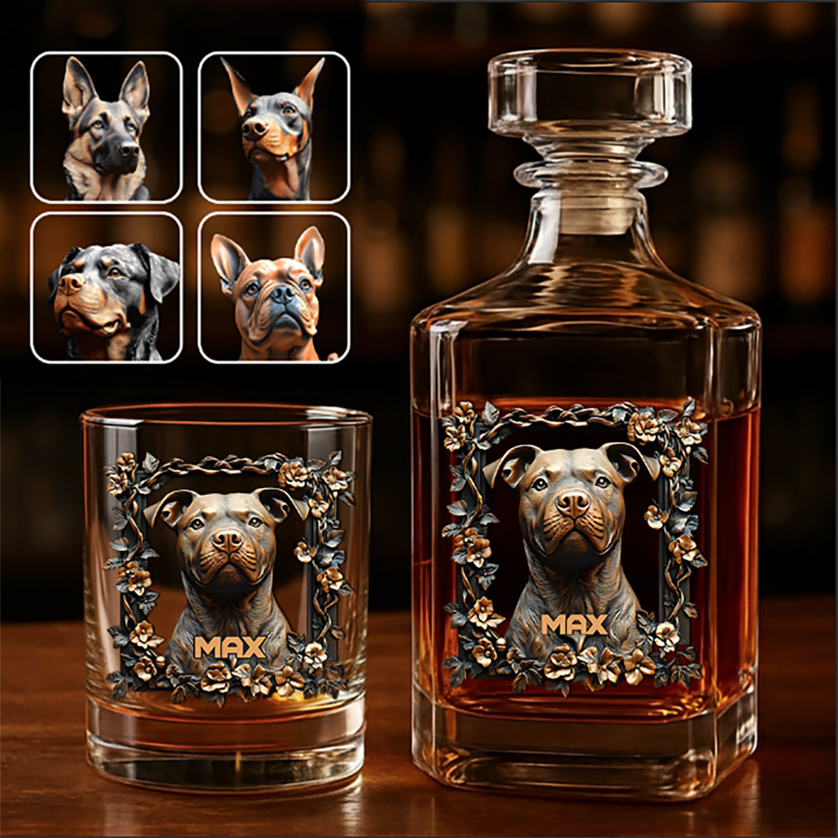 Coffret carafe à whisky personnalisée pour chien - Fier papa/Maman de chien