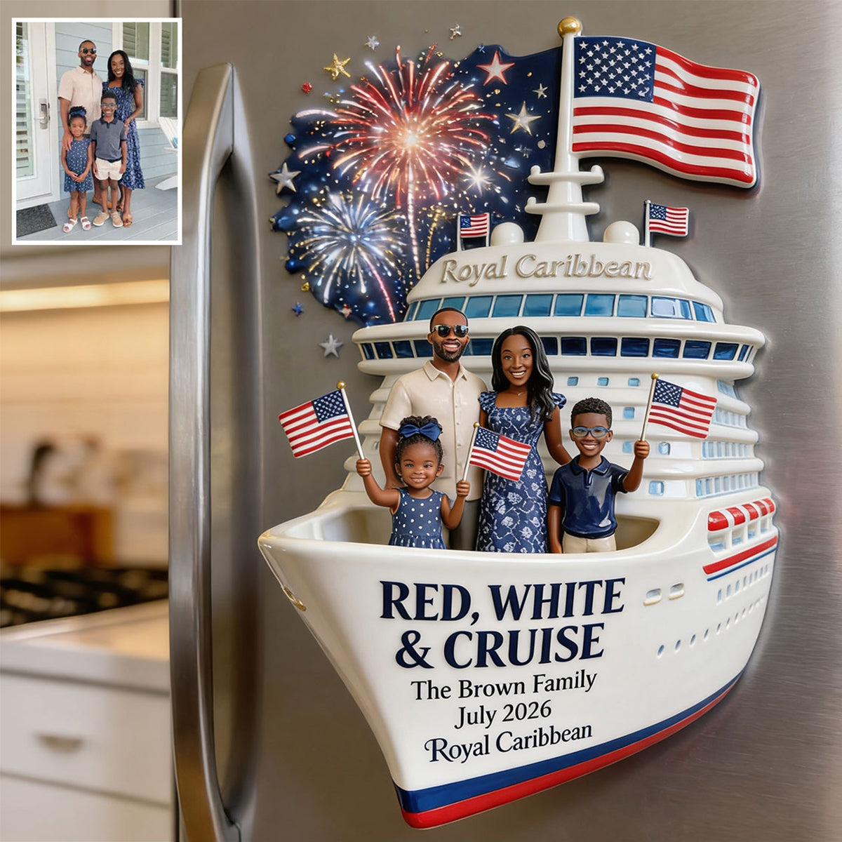 Rouge, Blanc & Croisière - Magnet de Croisière Personnalisé
