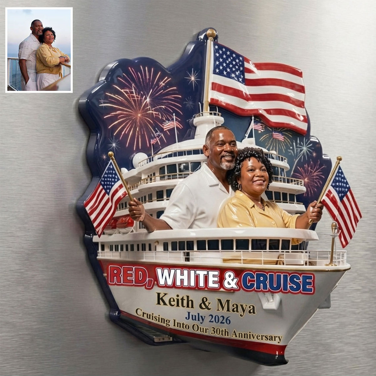 Rouge, Blanc & Croisière - Magnet de Croisière Personnalisé