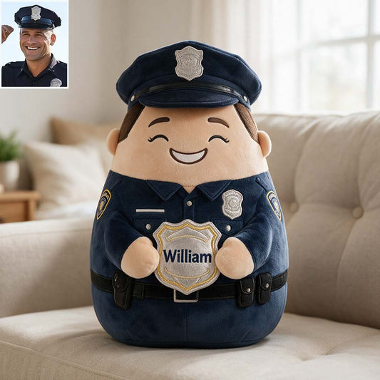 Personnalisé à partir de n'importe quelle photo - Coussin en fausse fourrure premium pour policiers