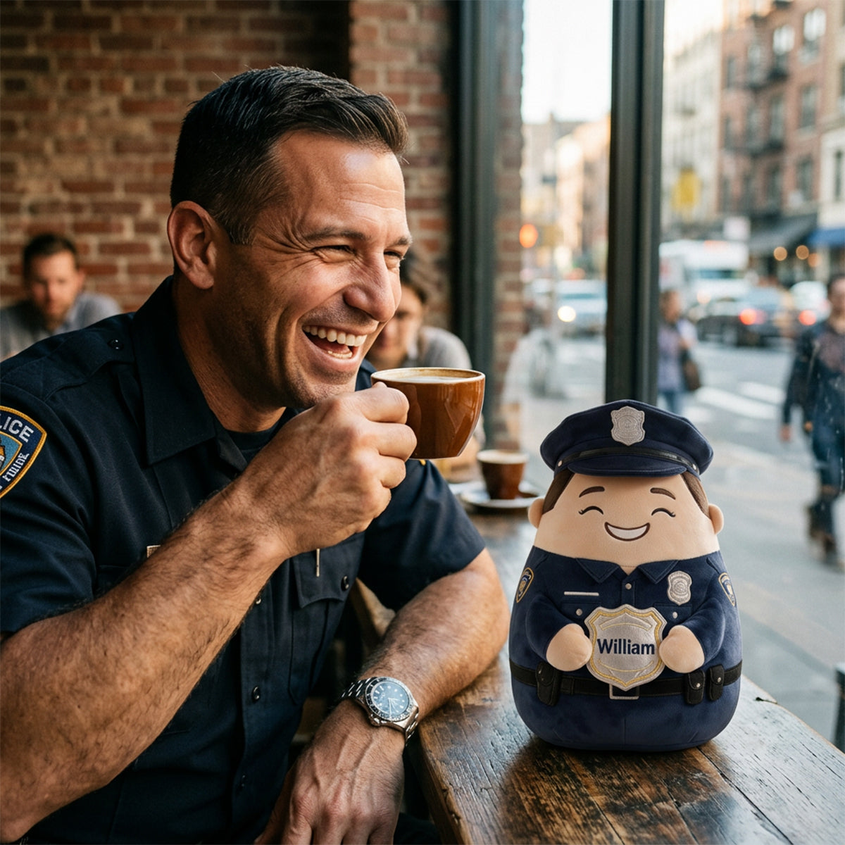 Custom From Any Photo, Any Job - Personalized Police Officer Premium Faux Fur Pillow