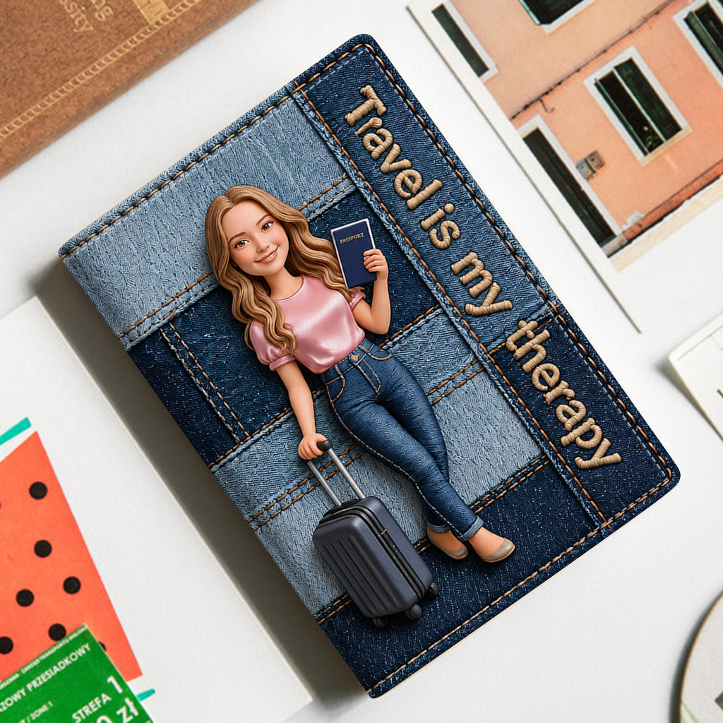Travel Is My Therapy - Personalized Travelling Passport Holder & Luggage Tag Set