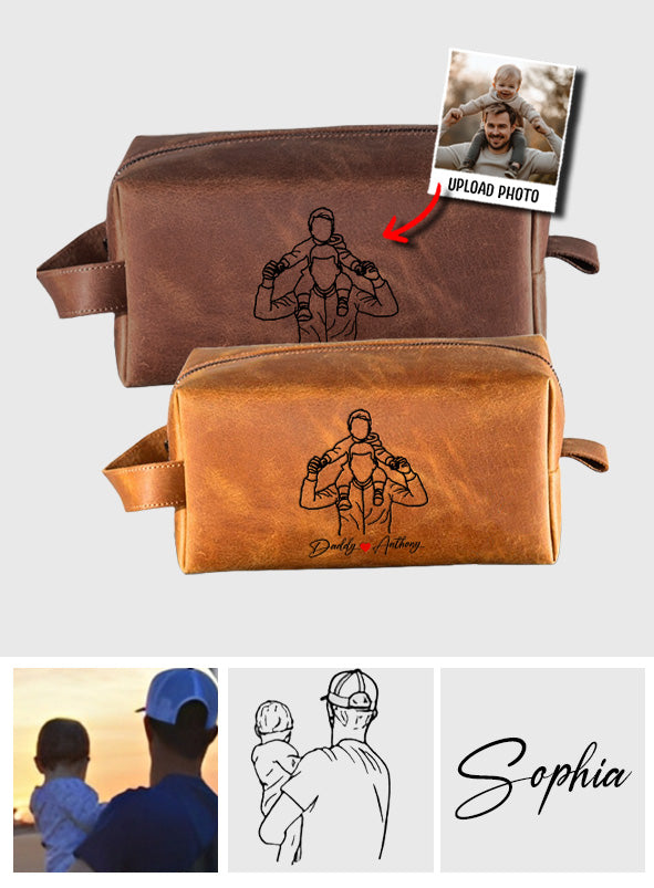 Best Dad Ever - Personalized Father Leather Toiletry Bag