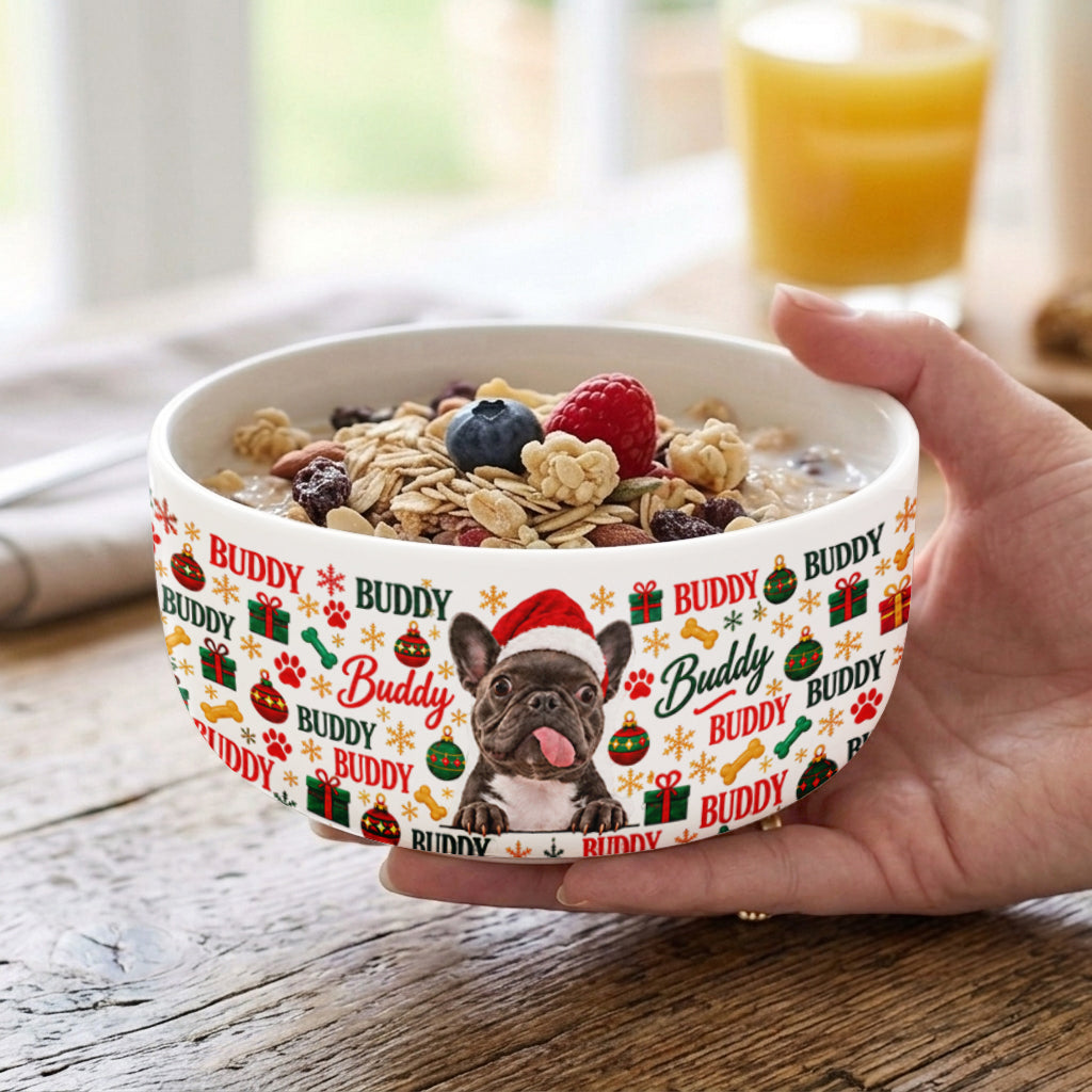Santa’s Favorite Troublemaker - Personalized Dog Ceramic Bowl