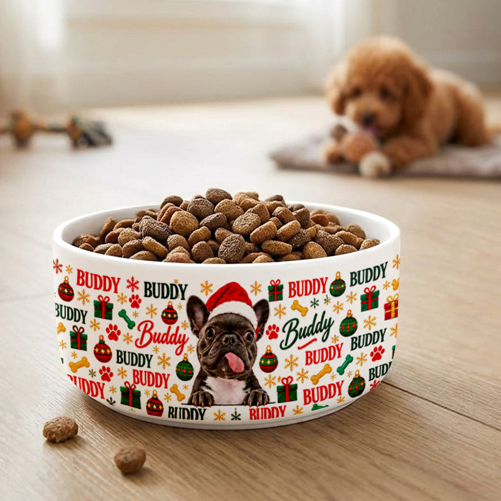 Santa’s Favorite Troublemaker - Personalized Dog Ceramic Bowl