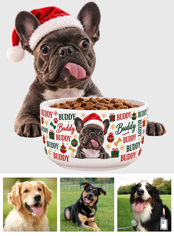 Santa’s Favorite Troublemaker - Personalized Dog Ceramic Bowl