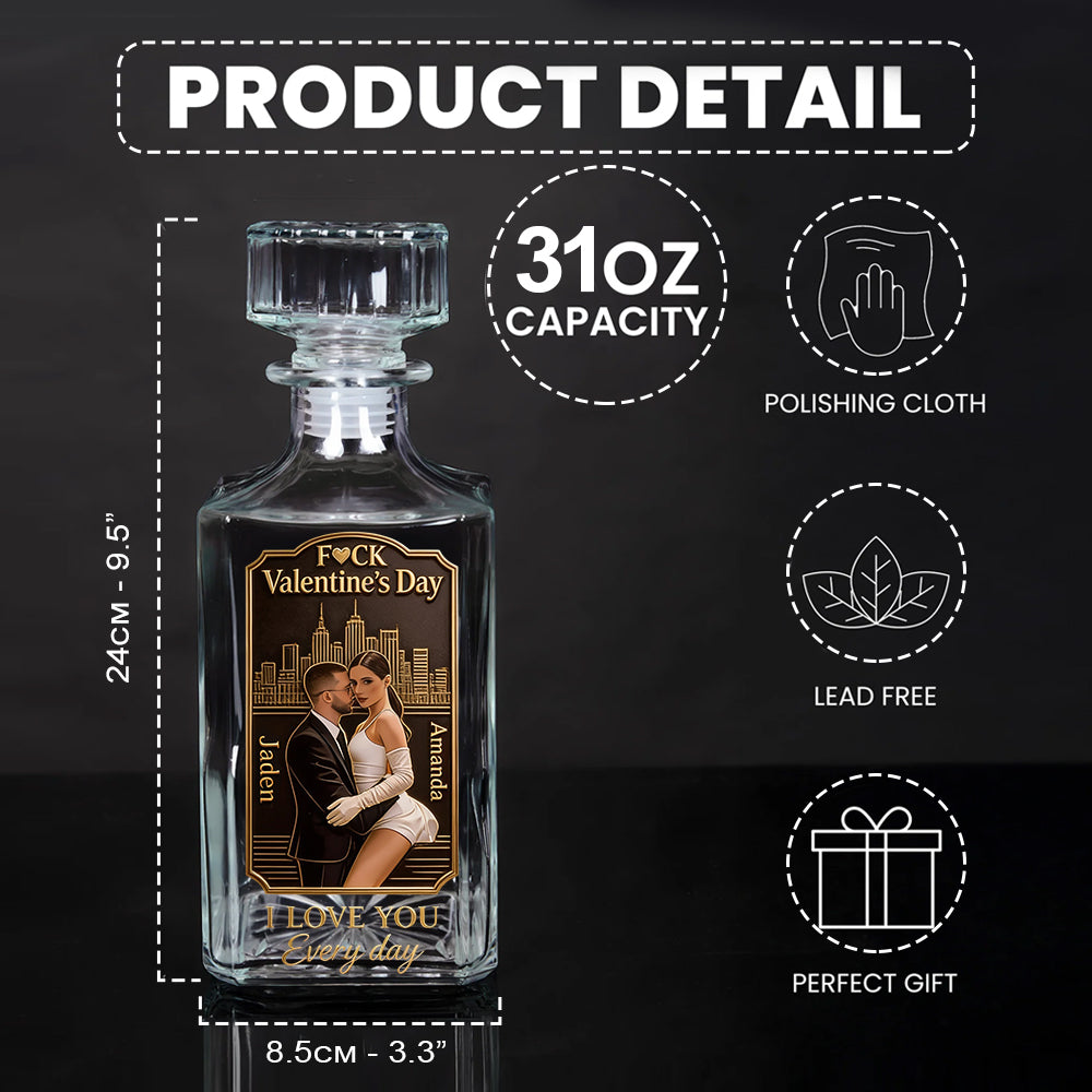 I Love You Every Day - Personalized Couple Whiskey Decanter Set
