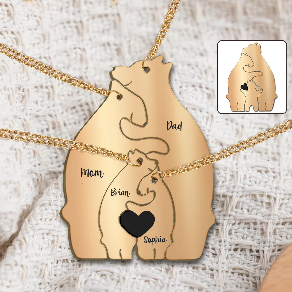 Mama Bear - Personalized Mother Matching Pendant Necklace