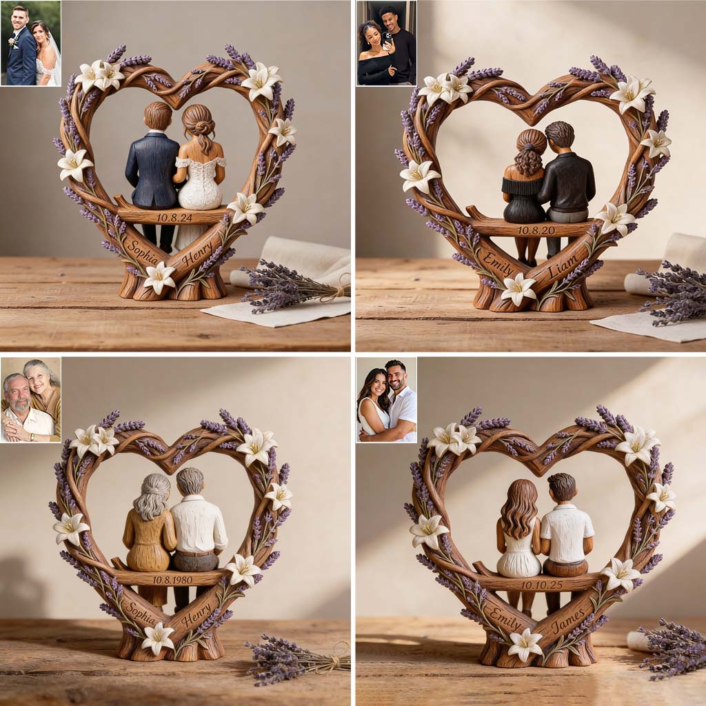 Photo Personnalisée - Plaque en Bois Personnalisée en Forme de Couple