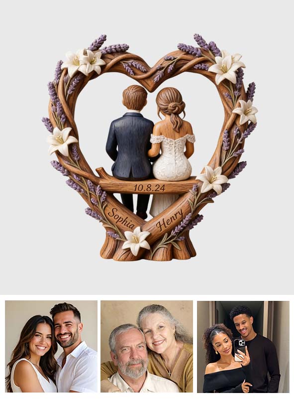 Photo Personnalisée - Plaque en Bois Personnalisée en Forme de Couple