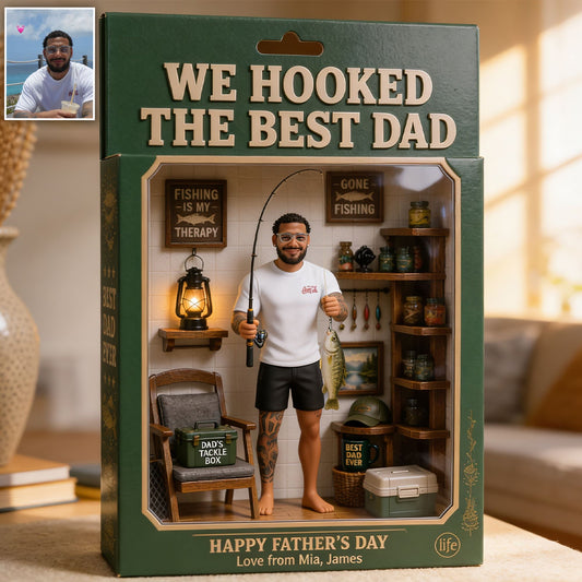 We Hooked the Best Dad - Personalized Fishing Acrylic Display Box