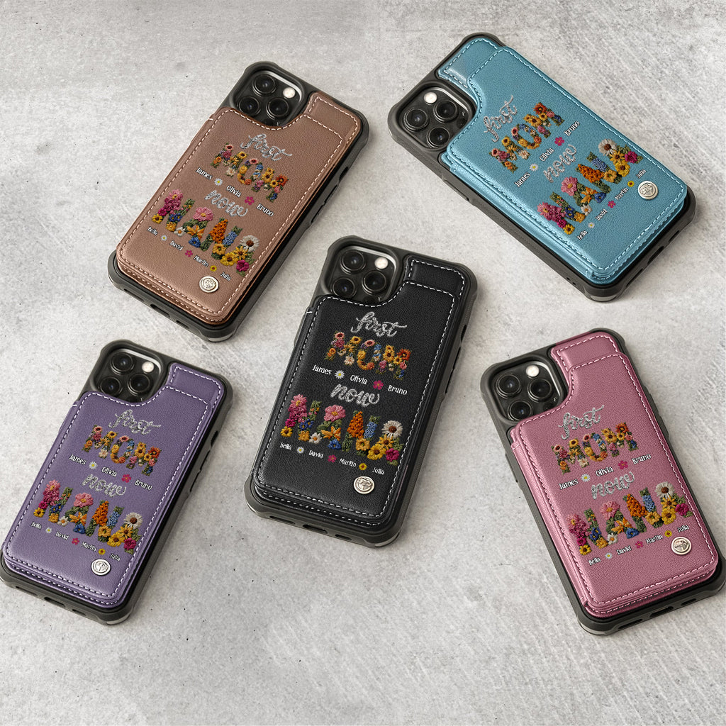 Première maman, maintenant grand-mère - Étui portefeuille personnalisé pour téléphone « Grand-mère »