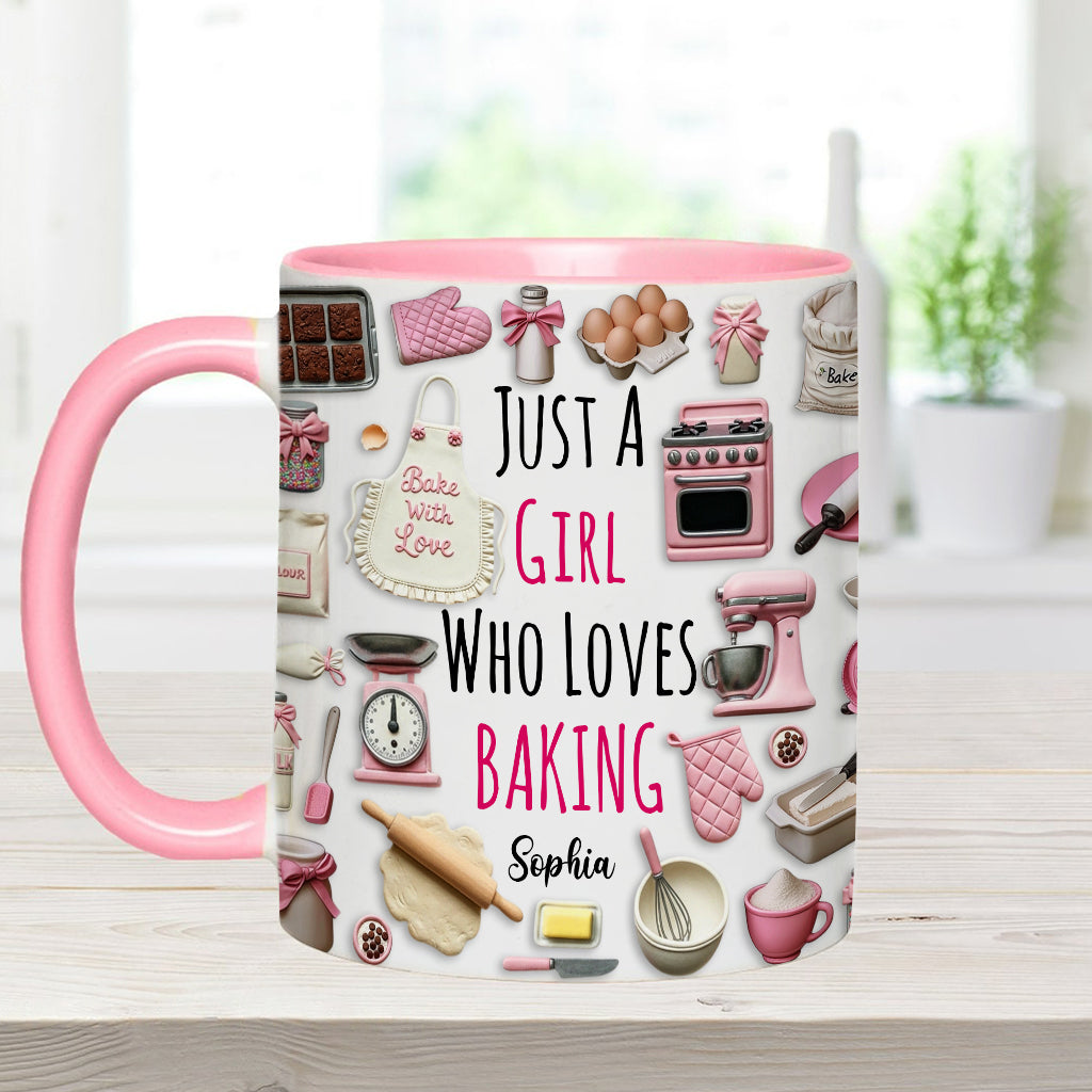 Just A Girl Who Loves Baking - Personalized Baking Accent Mug